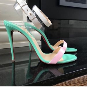 Authentic Christian Louboutin Jonatina 100 Opal Green Sandals worn once! Size 36